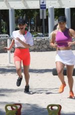 JENNIFER NICOLE LEE and SAVANNAH CHRISHLEY at a Workout Session at a Beach in Miami 05/12/2022
