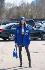 KARINA NIGAY Arrives at Dsquared2 Show at Milan Fashion Week 02/27/2022