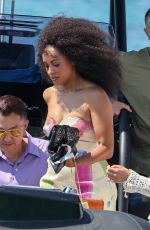 KAT GRAHAM Leaves Martinez Hotel by Boat in Cannes 05/19/2022