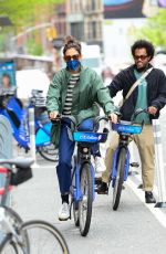KATIE HOLMES and Bobby Wooten Out Riding Bikes in New York 05/08/2022