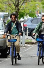 KATIE HOLMES and Bobby Wooten Out Riding Bikes in New York 05/08/2022