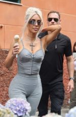 KIM KARDASHIAN Out and About in Portofino 05/22/2022