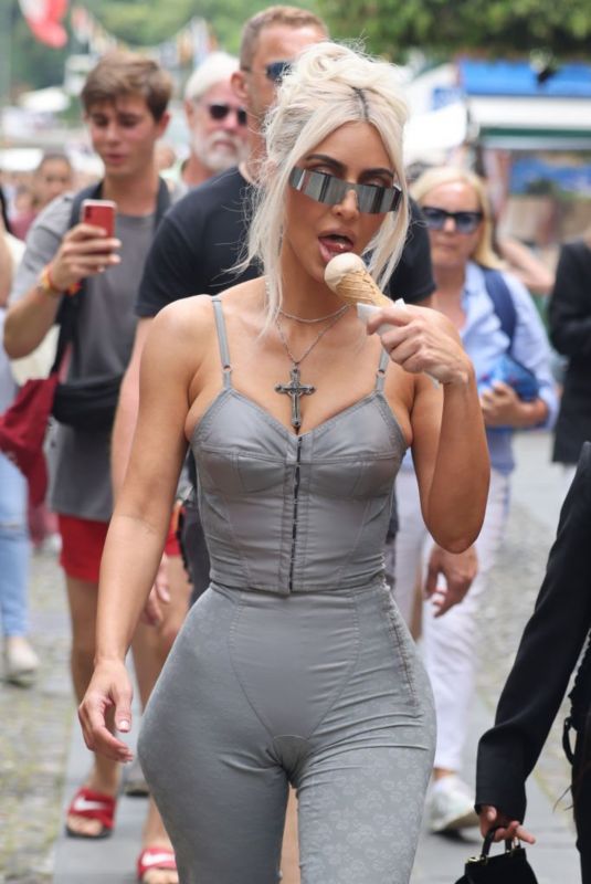 KIM KARDASHIAN Out and About in Portofino 05/22/2022