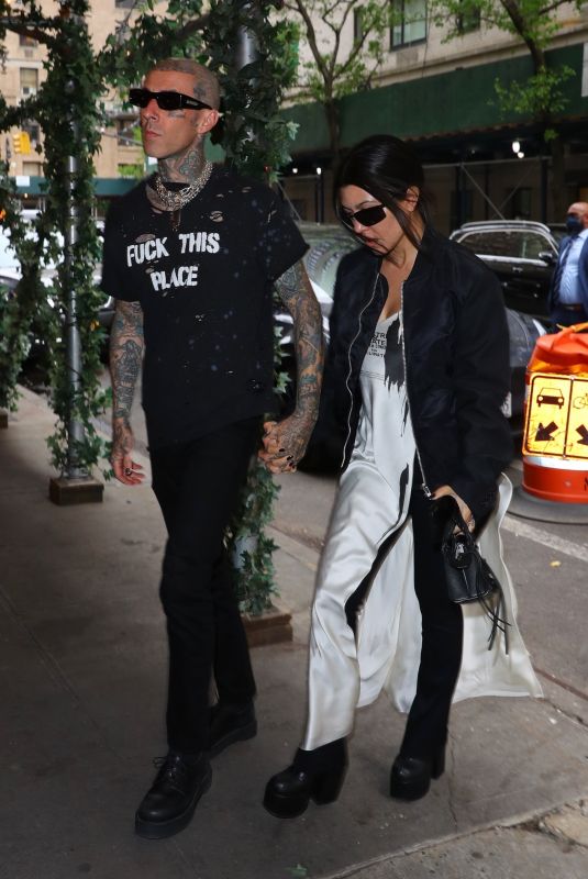 KOURTNEY KARDASHIAN and Travis Barker at Sant Ambroeus Ahead of Met Gala in New York 05/01/2022