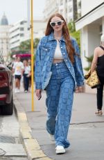 LARSEN THOMPSON in Double Denim Out in Cannes 05/22/2022