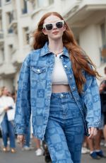 LARSEN THOMPSON in Double Denim Out in Cannes 05/22/2022