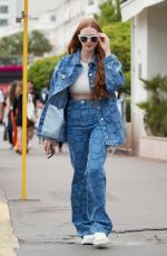 LARSEN THOMPSON in Double Denim Out in Cannes 05/22/2022