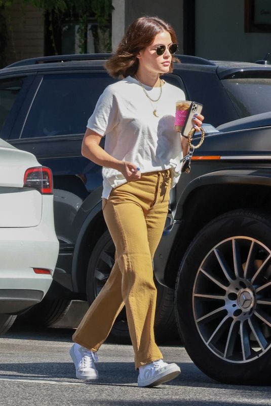 LUCY HALE Out for Iced Coffee in Studio City 05/06/2022