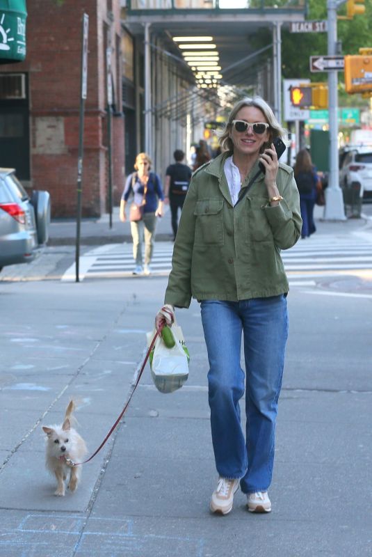 NAOMI WATTS Out with Her Dog in New York 05/12/2022