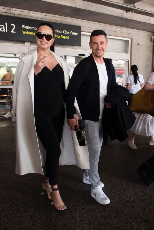 Pregnant ADRIANA LIMA Arrives at Nice Airport 05/16/2022