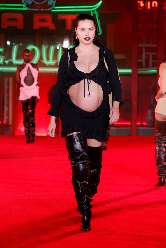 Pregnant ADRIANA LIMA Walks Runway at Alexander Wang Fortune City Fashion Show in Los Angeles 04/19/2022