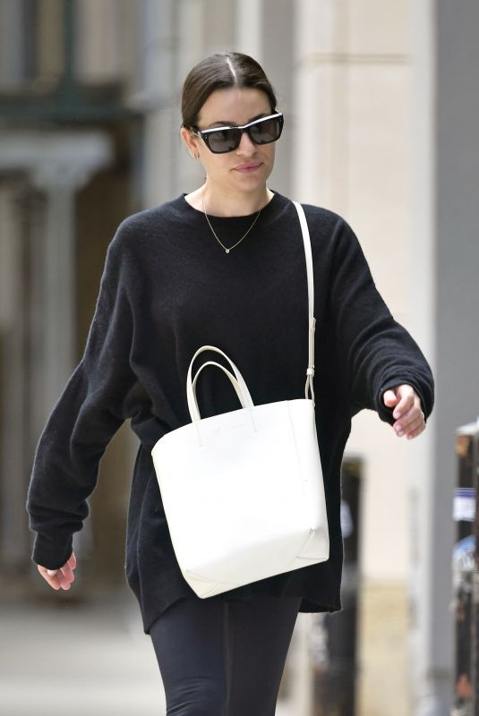 Pregnant LEA MICHELE Leaves a Salon in New York 05/12/2022