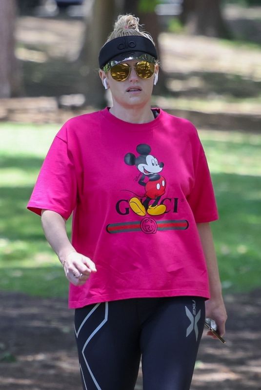 REBEL WILSON in a Gucci Mickey Mouse Tee Out in Griffith Park in Los Angeles 05/10/2022