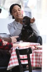 TESSA THOMPSON Out for Lunch with a friend and Her Dog in New York 05/10/2022