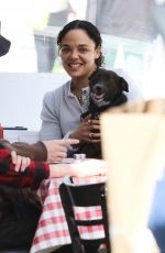 TESSA THOMPSON Out for Lunch with a friend and Her Dog in New York 05/10/2022