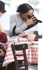 TESSA THOMPSON Out for Lunch with a friend and Her Dog in New York 05/10/2022