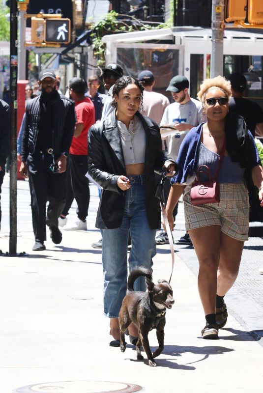 TESSA THOMPSON Out for Lunch with a friend and Her Dog in New York 05/10/2022