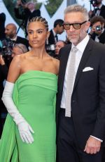 TINA KUNAKEY and Vincent Cassel at Crimes of the Future Premiere at 75th Annual Cannes Film Festival 05/23/2022