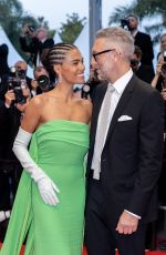 TINA KUNAKEY and Vincent Cassel at Crimes of the Future Premiere at 75th Annual Cannes Film Festival 05/23/2022