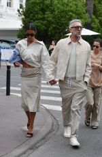 TINA KUNAKEY and Vincent Cassel Out on Croisette in Cannes 05/23/2022