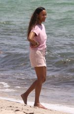 ZOE SALDANA Out at a Beach in Miami Beach 05/09/2022