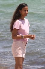 ZOE SALDANA Out at a Beach in Miami Beach 05/09/2022