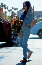 ALISON BRIE in Double Denim Shopping at Gelson