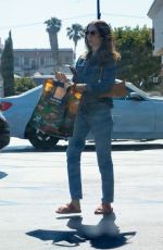 ALISON BRIE in Double Denim Shopping at Gelson