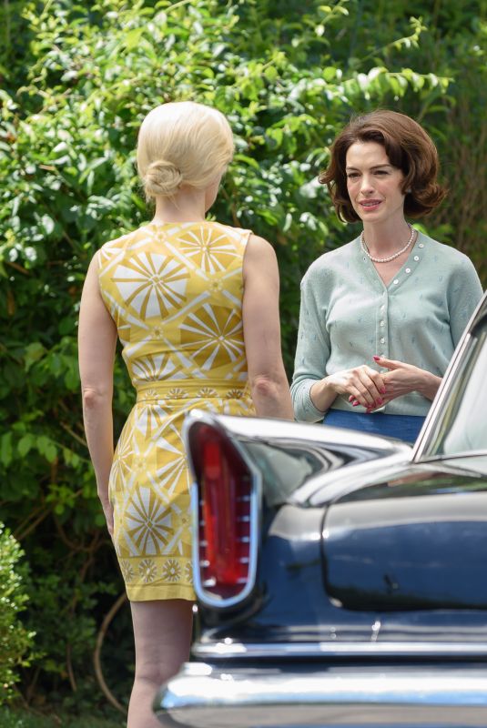 ANNE HATHAWAY and JESSICA CHASTAIN on the Set of Mother’s Instinct in New York 06/10/2022