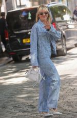 ASHLEY ROBERTS in Double Denim Arrives at Heart Radio in London 06/14/2022