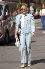 ASHLEY ROBERTS in Double Denim Arrives at Heart Radio in London 06/14/2022