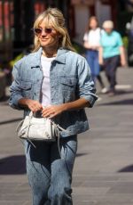 ASHLEY ROBERTS in Double Denim Arrives at Heart Radio in London 06/14/2022