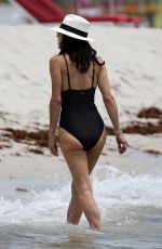 BETHENNY FRANKEL in a Black Swimsuit at a Beach in Miami 06/19/2022