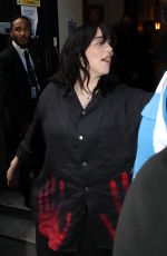 BILLIE EILISH Arrives at Late Late Show with James Corden in London 06/27/2022