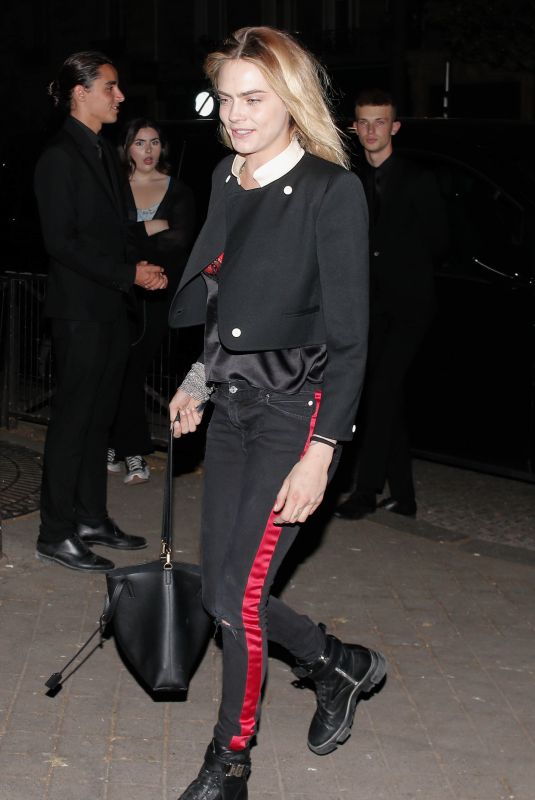 CARA DELEVINGNE Leaves Ami Afterparty at Paris Fashion Week 06/23/2022