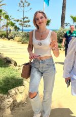 CHIARA FERRAGNI in Ripped Denim Out in Marbella 06/19/2022