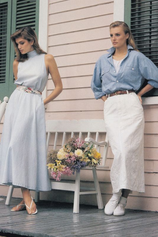 CINDY CRWFORD and CHRISTY TURLINGTON in Bloomingdale’s Catalog, February 1987