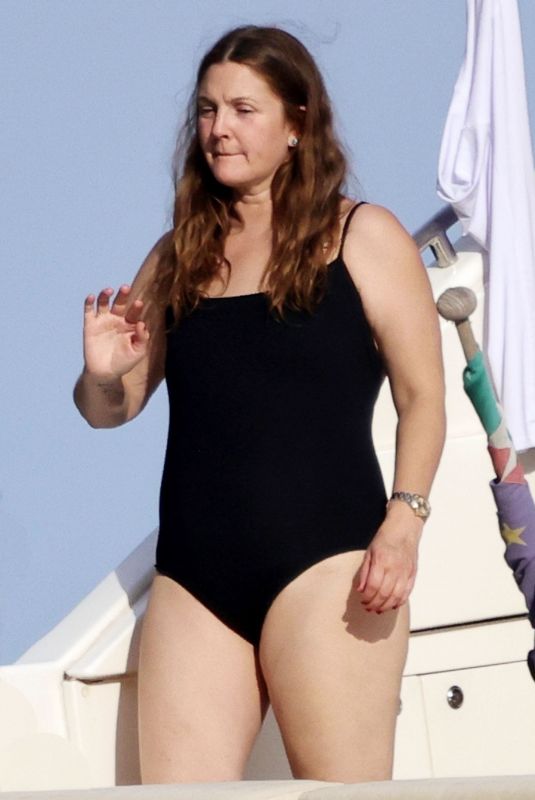 DREW BARRYMORE in Swimsuit at a Boat in Capri 06/20/2022