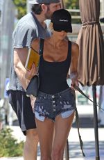 EMMA HERNAN in Denim Shorts at Kings Road Cafe in West Hollywood 06/28/2022