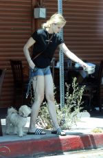 ERIN MORIARTY in Daisy Dukes Out for Lunch with Friend at Kings Road Cafe in West Hollywood 06/02/2022