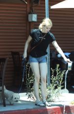 ERIN MORIARTY in Daisy Dukes Out for Lunch with Friend at Kings Road Cafe in West Hollywood 06/02/2022