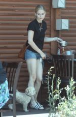 ERIN MORIARTY in Daisy Dukes Out for Lunch with Friend at Kings Road Cafe in West Hollywood 06/02/2022