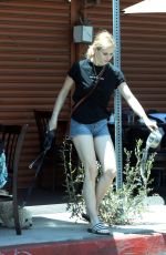 ERIN MORIARTY in Daisy Dukes Out for Lunch with Friend at Kings Road Cafe in West Hollywood 06/02/2022