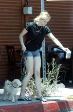 ERIN MORIARTY in Daisy Dukes Out for Lunch with Friend at Kings Road Cafe in West Hollywood 06/02/2022