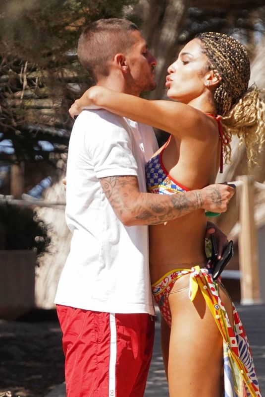 JESSICA AIDI and Marco Verratti at Cala Basa Beach Club in Ibiza 06/10/2022
