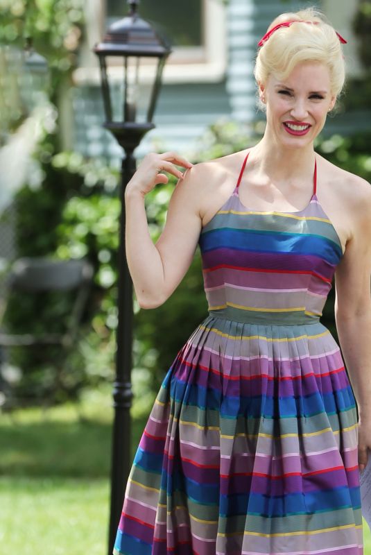 JESSICA CHASTAIN on the Set of Mother