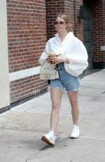JULIANNE HOUGH in Denim Shorts Out for Coffee in New York 06/18/2022