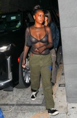 JUSTINE SKYE Leaves Nobu in Los Angeles 06/14/2022