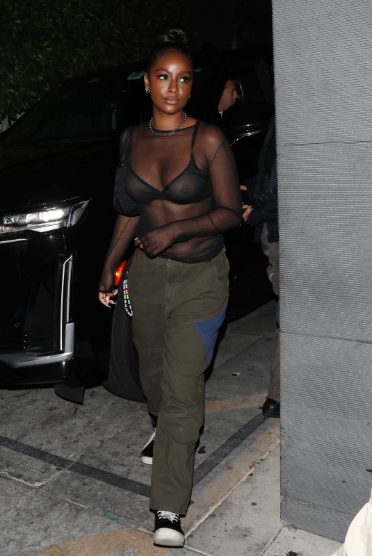 JUSTINE SKYE Leaves Nobu in Los Angeles 06/14/2022