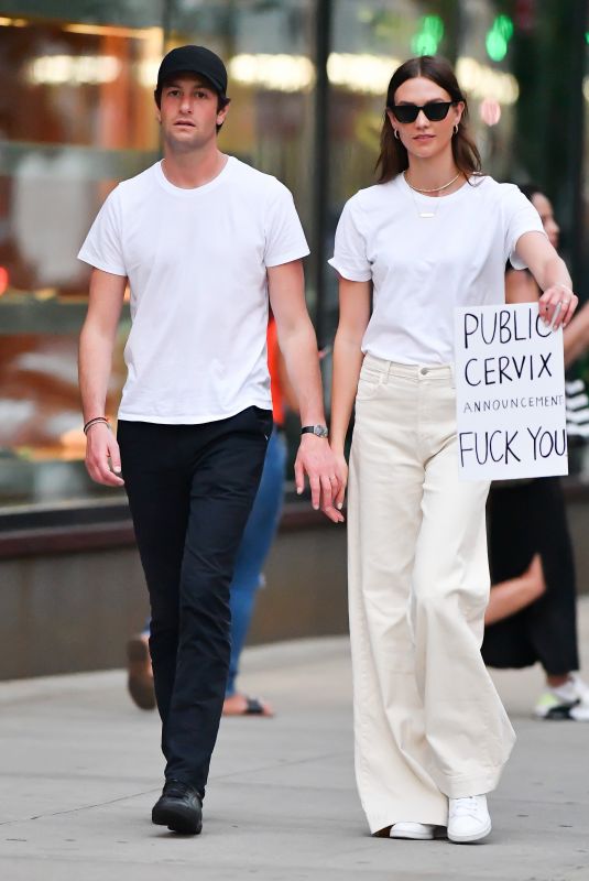 KARLIE KLOSS and Joshua Kushner Join a Protest in New York 06/24/2022